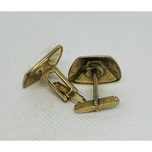 Gold Colored Marble Design Men's Cuff Links - Picture 3 of 9